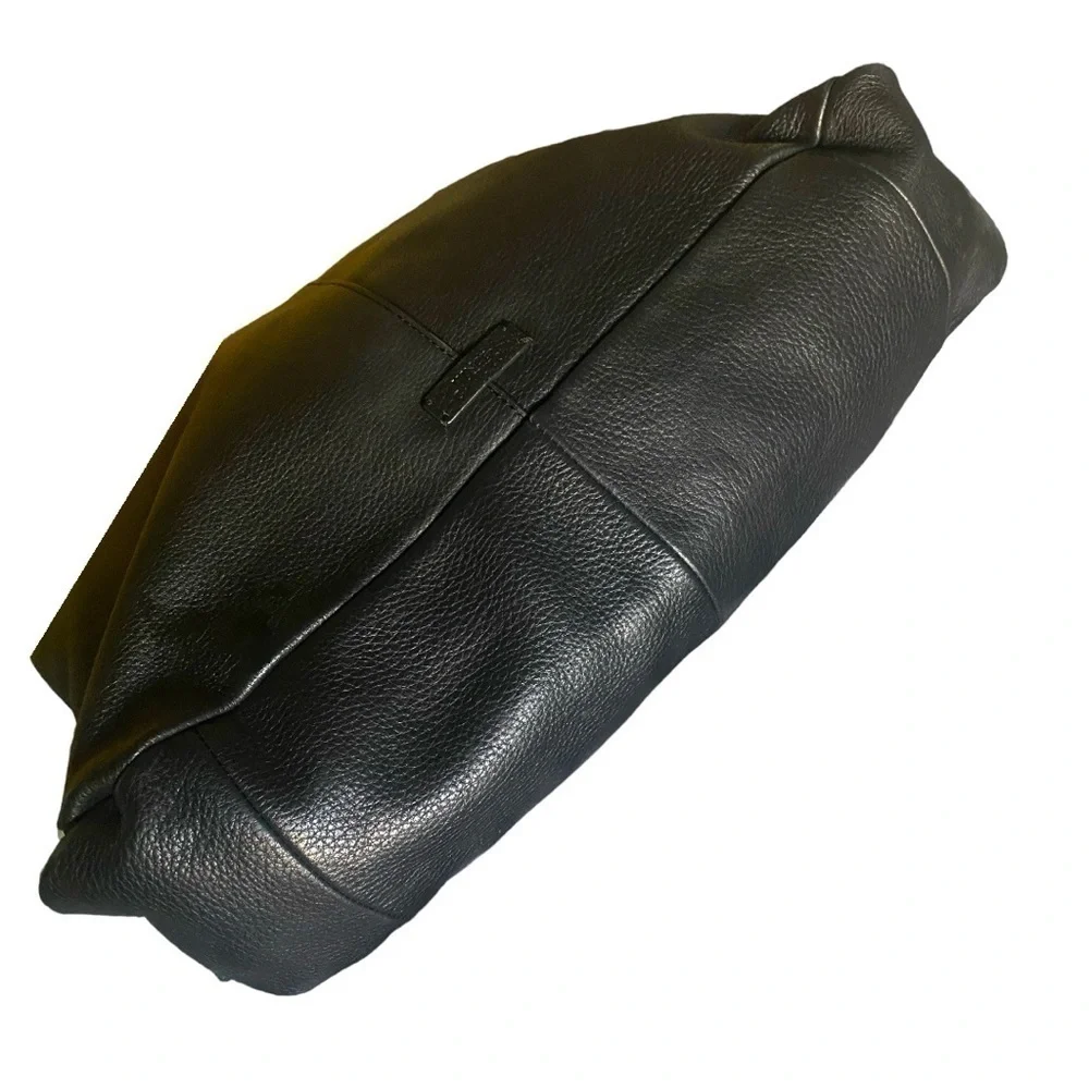VINCE CAMUTO Maxi Black Leather Hobo Shoulder Bag 14” x 12”